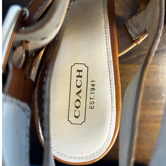 Coach Stefanie Vacchetta Camel Leather High Heeled‎ Strappy Sandal Shoes Sz 9.5B - Picture 4 of 10